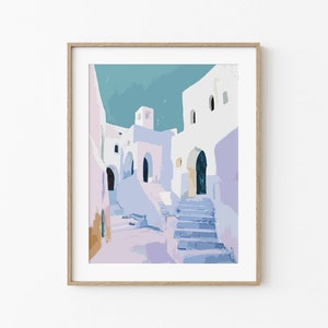 Impression d'art vieille ville tunisienne, décoration murale architecture tunisienne, affiche historique de la médina, oeuvre d'art de voyage en Tunisie