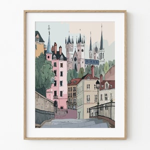 City Bellecour Lyon France Print, Haussman Building Wall Art, European Architecture Poster, France Travel Decor