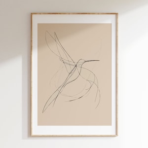 Estampa minimalista de pássaros, forma abstrata elegante, desenho de linha única, cores neutras, arte de parede, bege, preto