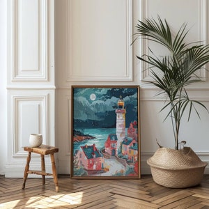 Brittany Lighthouse Art Print, French Coastal Wall Decor, Bretagne Seascape Poster, Maritime Artwork, France Travel Art