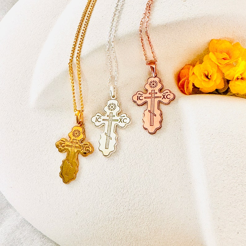 Christian eastern orthodox cross necklace ic nc nika religious jewelry
