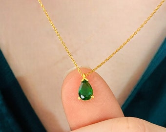 Drop Emerald Wedding Ketting Stud Oorbellen Sieraden Set Drop Green Emerald Ketting Oorbellen Set Cadeau voor haar mama Cadeau Emerald Green Gifts