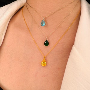 Sterling Silver Gemstone Choker: Pear Emerald, Citrine & Blue Topaz