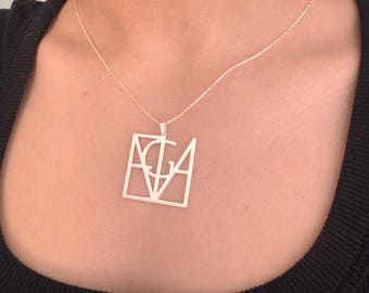 Collier prénom en argent sterling avec logo personnalisé : pendentif initial personnalisé
