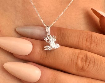 Sterling Silver Frog Pendant Necklace, Toad Jewelry, Forest Lover Gift