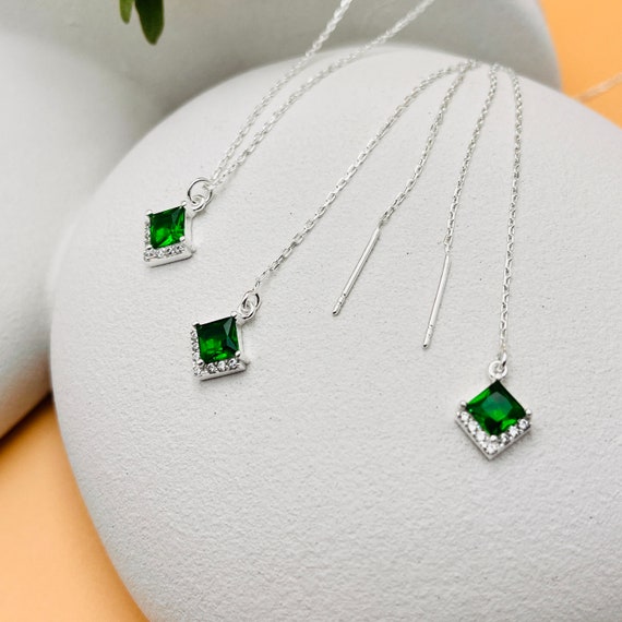 Set di gioielli in argento sterling 925 con zirconi e smeraldo