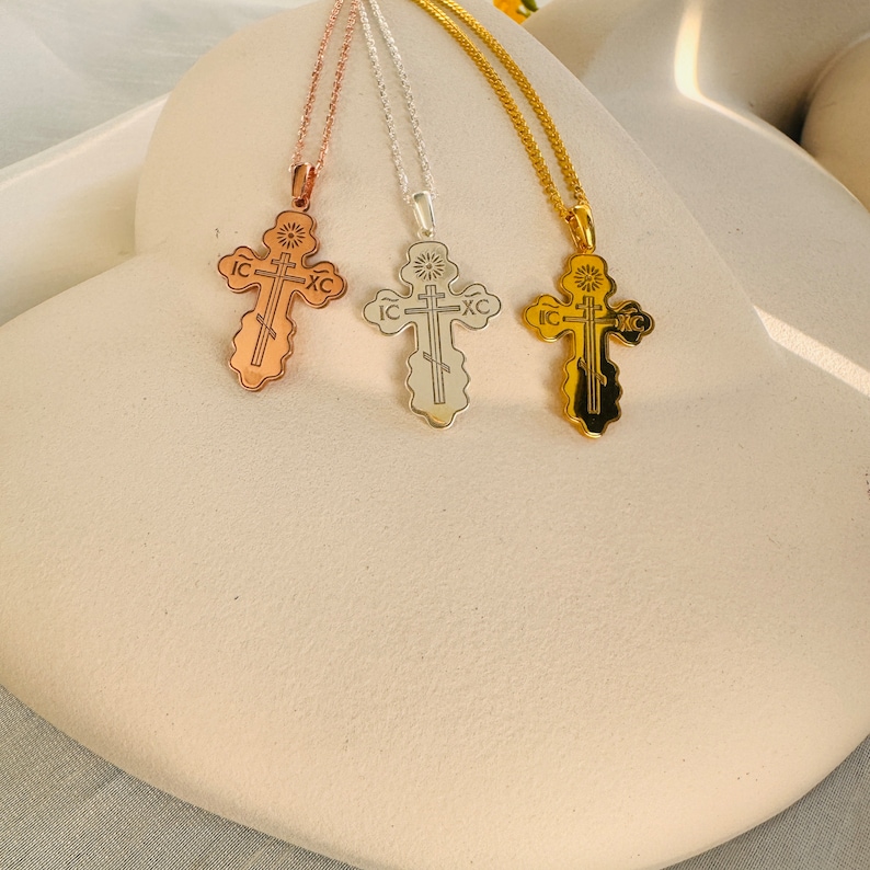 Christian eastern orthodox cross necklace ic nc nika religious jewelry
