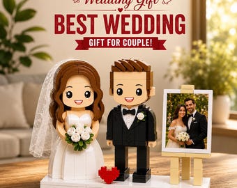 Figurines Mini Brick Me personnalisées pour couple, figurines de mariage, jeu de construction, figurines cadeaux personnalisées, cadeau d'anniversaire