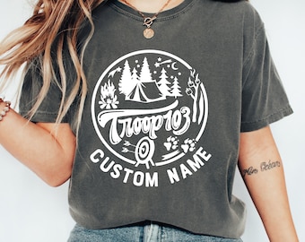Comfort Colors Custom Troop Camping Shirt, Girl Scout Leader Tee, Camping shirt, camping tshirt , girl scout