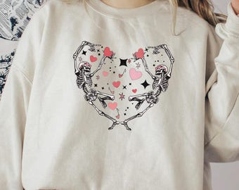 Anti-Valentine Skeleton Hearts Sweatshirt: Single Season Shirt, Anti Valentines Day Tee