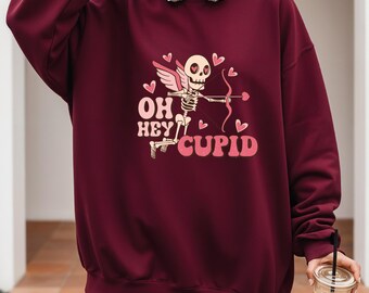 Anti-Valentine's Day Skeleton Cupid Sweatshirt, Anti Valentine Tee, Skeleton Shirt