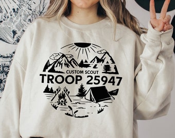 Custom Troop Scouts Sweatshirt, Girls Camping Team Shirt, Camping Tee Shirt,Custom Tee Shirt, Custom Camp Shirt