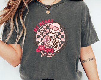 Comfort Colors Anti Valentine Skeleton Popcorn T-Shirt, Anti Valentine, skeleton shirt, Valentine shirt