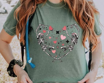 Comfort Colors Anti-Valentine Skeleton Heart T-Shirt, Anti Valentine Tshirt, Skeleton Shirt,retro shirt,anti valentine shirt