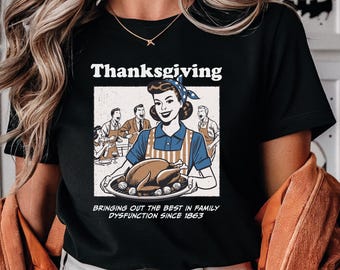 Thanksgiving Family T-Shirt, Retro Diner Style, Fall Autumn Shirt