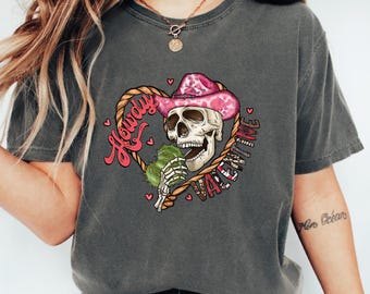 Comfort Colors Anti-Valentine T-Shirt, Retro Cowboy Skeleton, Skeleton Shirt, Skeleton Tshirt, Anti Valentine Tshirt, Skeleton Shirt