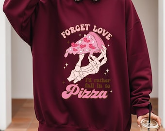 Anti-Valentine's Day Sweatshirt: Pizza Skeleton Graphic, Anti Valentines Day, Skeleton Sweatshirt, skeleton shirt