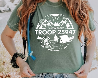 Custom Troop Camping T-Shirt, Girls Scouts Leader Tee, Adventure Tee Shirt, Camping Tee Shirt ,Camping Graphic Tee