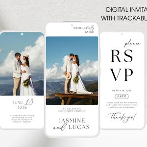 Plantilla de sitio web para invitaciones de boda, RSVP rastreable, invitación de boda digital, plantilla de invitación de boda editable, invitación electrónica