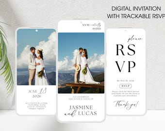 Editable Wedding Website Invitation Template: Trackable RSVP (Digital Invite)