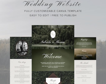Vintage Wedding Website Template, Fully Customizable Old Money Wedding Website Classic, Digital Download Canva