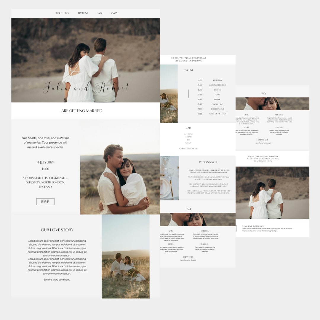 Minimal Wedding Website Template, Wedding Website Template, Wedding ...