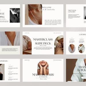 Webinar Slide Deck Canva Template, Elegant Masterclass Workshop Presentation,  Course Creation, Online Course Slides for Life Coaches