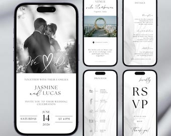 Minimalist Wedding Invitation Website Template with RSVP, Digital Wedding Invite Canva, Modern E Invite