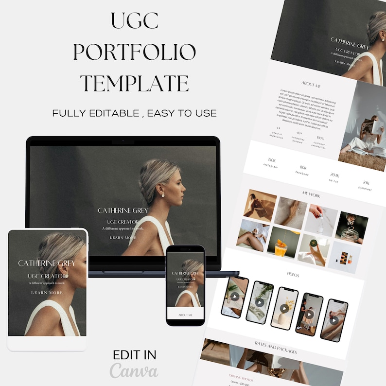 UGC Portfolio Template, Ugc Starter Kit, Ugc Website, Ugc Web, Ugc Website Template, Ugc Creator Portfolio, Ugc Media Kit Canva