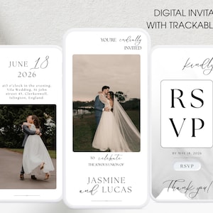 Digital Wedding Invitation Template, Clickable RSVP, Elegant Wedding Invitation, Digital Electronic Invite, Wedding Announcement Template