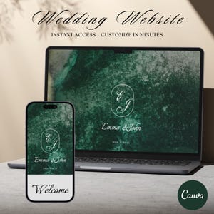 Beach Wedding Website Template, Coastal Ocean Wedding Website Online RSVP, Customizable Minimalist Website Design Aesthetic Instant Download