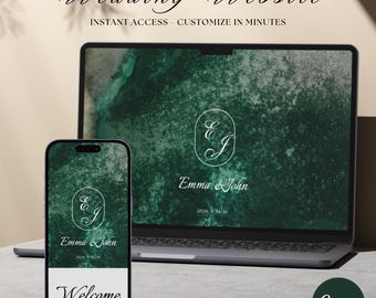Beach Wedding Website Template, Coastal Ocean Wedding Website Online RSVP, Customizable Minimalist Website Design Aesthetic Instant Download