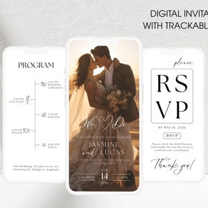 Plantilla de invitación web, RSVP rastreable, invitación digital, plantilla de invitación para sitio web de boda, invitación de boda electrónica animada