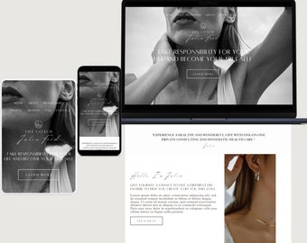 Aesthetic Coach Website Template, Coaching Website Template, Website Template for Coach, Course Creator, Service Provider Landing Page