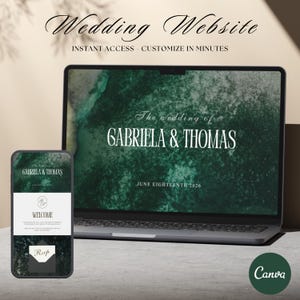 Beach Wedding Website Template, Coastal Canva Wedding Site with RSVP & Details, Digital Download