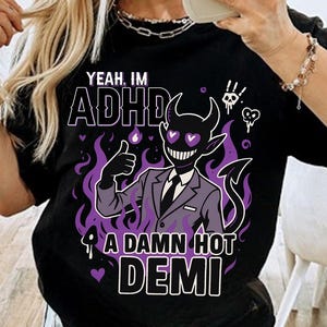 ADHD Demisexual Pride Crewneck, Ace Pride Devil Shirt, Neurodivergent LGBTQ T-Shirt, Asexual Weiredcore, ADHD Queer Gift