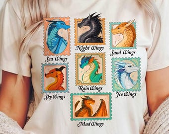 Camiseta de Alas de Dragón de Fuego, camiseta de Reina de Pyrrhia, camiseta de Alas Nocturnas, Alas Marinas y Alas de Hielo, regalo de merchandising de Booktok, camiseta navideña para amantes de la fantasía