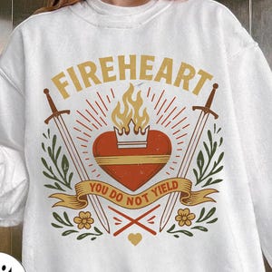 Throne of Glass Merch, You Do Not Yield Crewneck, Fireheart Terrasen Hoodie, SJM Merch Terrasen Bookish Hoodie, Throne of Glass Acotar