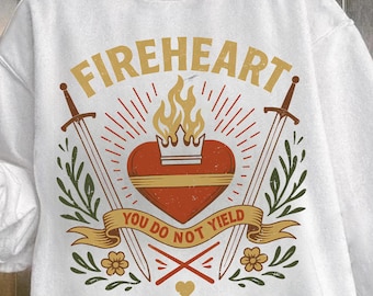 Throne of Glass Merch, You Do Not Yield Crewneck, Fireheart Terrasen Hoodie, SJM Merch Terrasen Bookish Hoodie, Throne of Glass Acotar