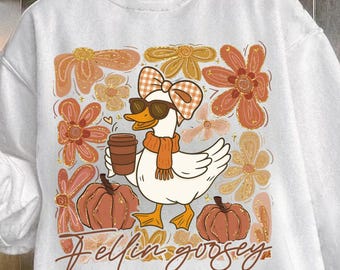 Feelin Goosey Fall, Pumpkin Goose Fall Shirt, Just A Cozy Goose Sweatshirt, Goose Autumn, Goose Coffee Hoodie, Goose Cozy Season Shirt