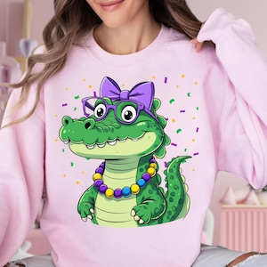 Gator Mardi Gras Sweatshirt, Karneval Alligator T-Shirt, Karneval Party Shirt, Louisiana Hoodie, Fat Diosday Shirt, Karneval Perlen