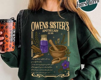 Apothecary Owens Halloween-tröja, magisk praktisk tröja, midnattsmargaritas häxig, praktisk magisk t-shirt, magisk apotekare-tröja