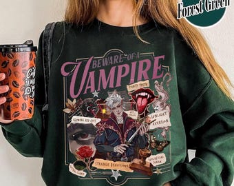 Girocollo Beware Of A Vampire, Felpa con cappuccio Astarion Dark Humor BG3, Maglietta del gioco High Elf, Maglietta del videogioco, Regalo per giocatori, Maglietta Astarion BG3