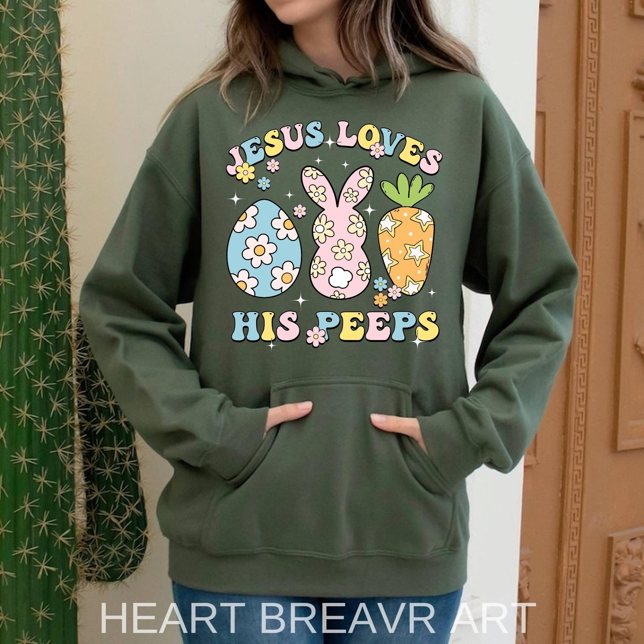 Jesus Loves His Peeps, Jesus Is Risen Tell Your Peeps Crewneck, Christian Shirt for Easter, Religious Gift for Her, Mom Wife or Friend