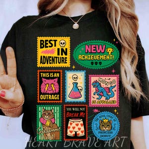 Dungeon Crawler Carl Book Stamps Shirt, New Achievement Crewneck, Ride or Roar, Princess Donut And Mongo, Book Series Apparel For Booktok