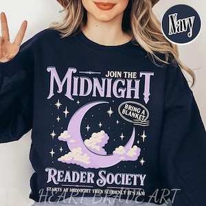 Join The Midnight Readers Society, Cozy Bookish Night Shirt, Night Owl Reader Shirt, Late Night Reading Book Club Shirt, Book Lover Gift