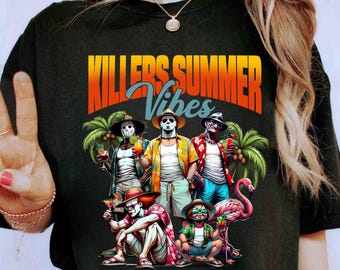 Killers Summer Vibes Shirt, Chillin Like A Killer Shirt, Horror&#39;s Vacation Crewneck, Summer Thug Life, Horror Movie Gift, Halloween Summer