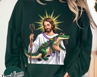 Christian Gator Sweatshirt, Laissez Les Bons Temps Rouler Crewneck, Mardi Gras Crocodile Hoodie, Mardi Gras Alligator, Shenanigans Gift