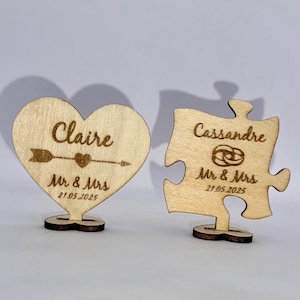 Marque-Place Gravé Personnalisé pour Mariage - Marque-Place Bois Unique - Gravé Prénom pour Mariage - Marque-Place Personnalisé Baptême