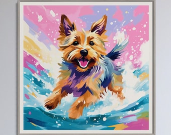 Arte com cachorro terrier australiano: respingos lúdicos, decoração de berçário (download digital)